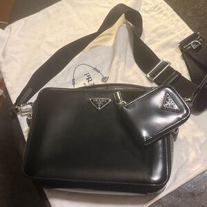 Prada Black Patent Leather Belt Bag with Coin Pouch